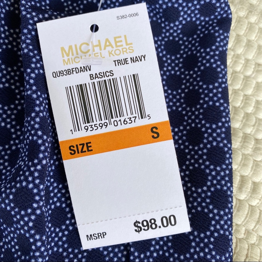 Michael Kors Packable Pull On Wide Leg Pants S NWT True Navy Print - Picture 7 of 11